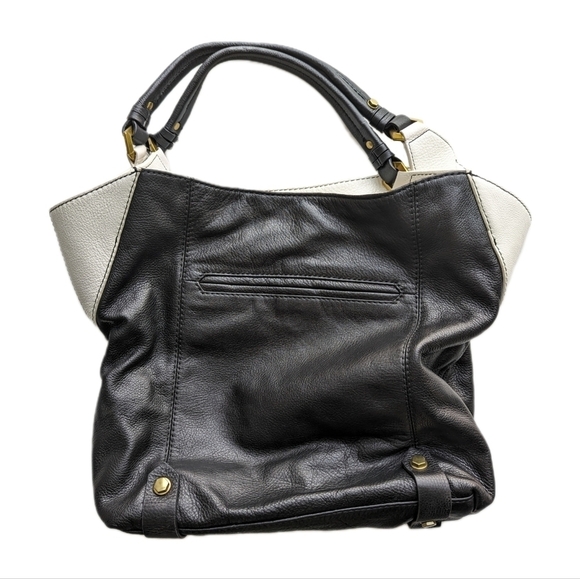 orYANY Genuine Leather Large Shoulder Tote Bag Compartments Black White - Picture 3 of 10